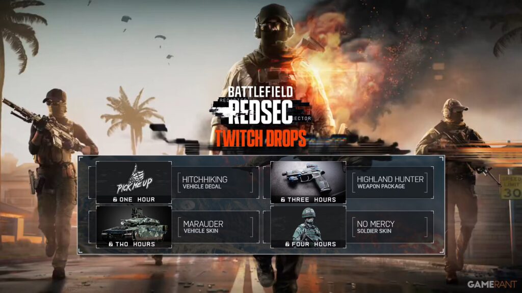 Todas las recompensas de Twitch Drop de Battlefield RedSec Battle Royale