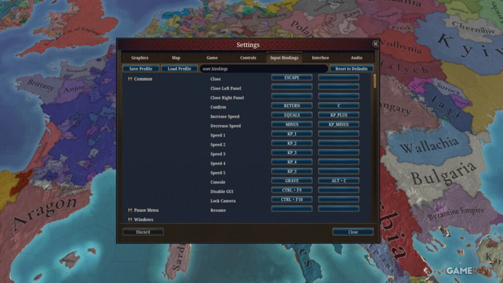 Teclas de acceso rápido más importantes en Europa Universalis 5