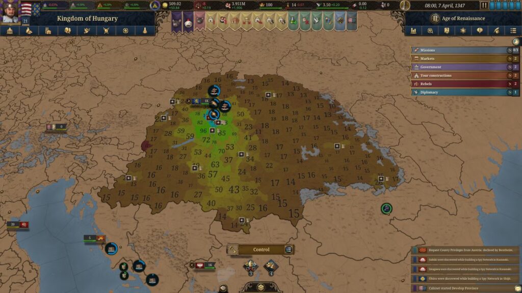 Cómo aumentar el control (y reducir el costo de proximidad) en Europa Universalis 5