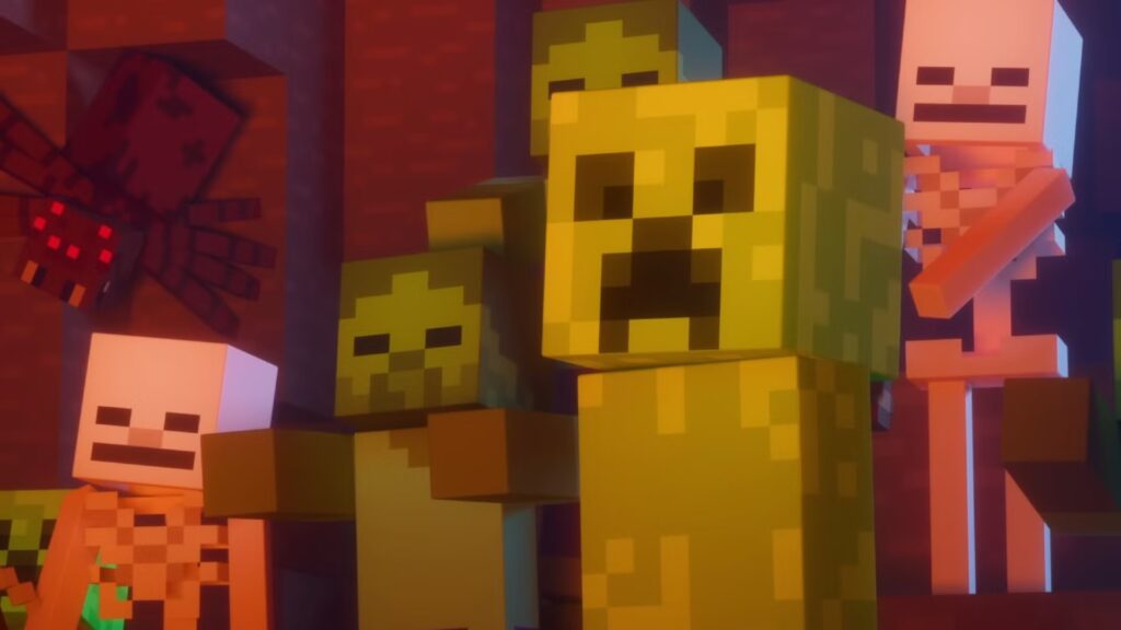 Jugador de Minecraft muestra una gran construcción de megagranja con tintes de colores