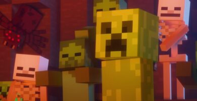 Jugador de Minecraft muestra una gran construcción de megagranja con tintes de colores