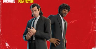 Exhibición de máscaras y artículos cosméticos de Fortnite x Pulp Fiction
