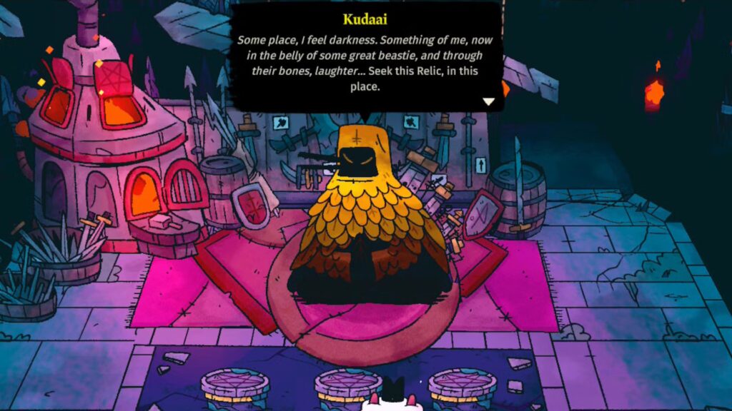 Ubicaciones de las reliquias de Kudaai y Clauneck en Cult of the Lamb