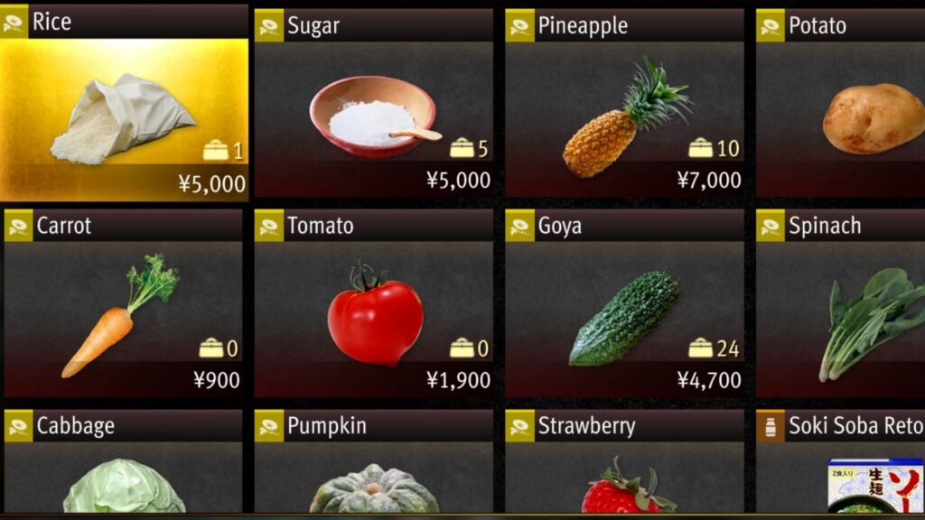Cómo obtener todos los ingredientes en Yakuza Kiwami 3