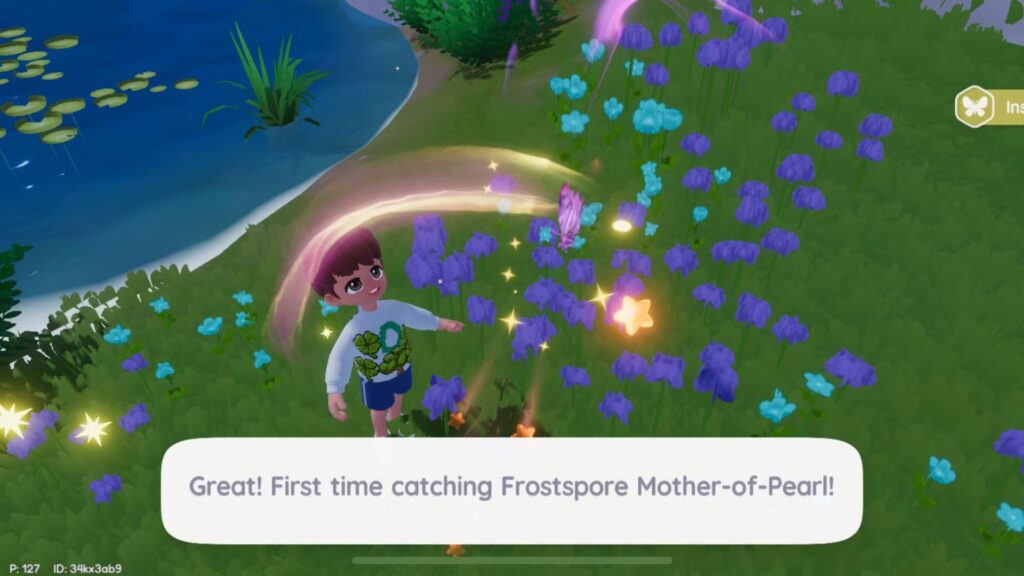 Ubicación de la mariposa Frostspore en Heartopia