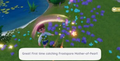 Ubicación de la mariposa Frostspore en Heartopia