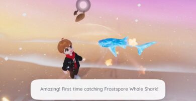 Ubicación del tiburón ballena Frostspore en Heartopia