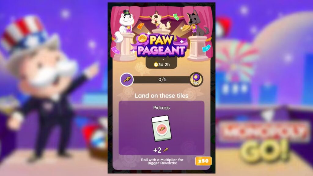 Recompensas e hitos del concurso Monopoly GO Paw