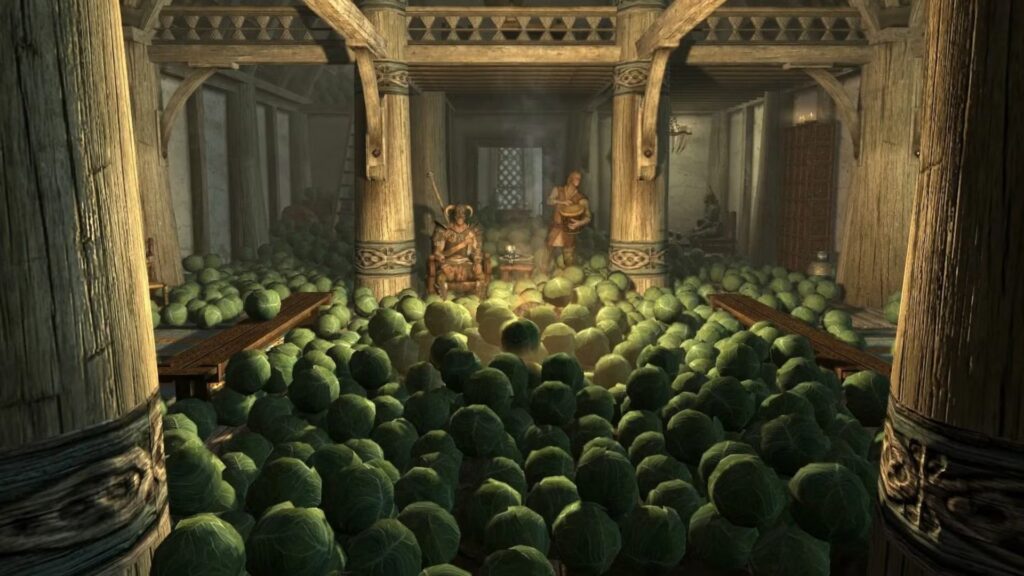 El jugador de Skyrim crea un ascensor usando un repollo