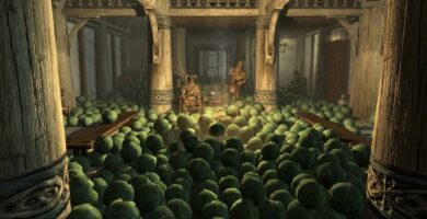 El jugador de Skyrim crea un ascensor usando un repollo