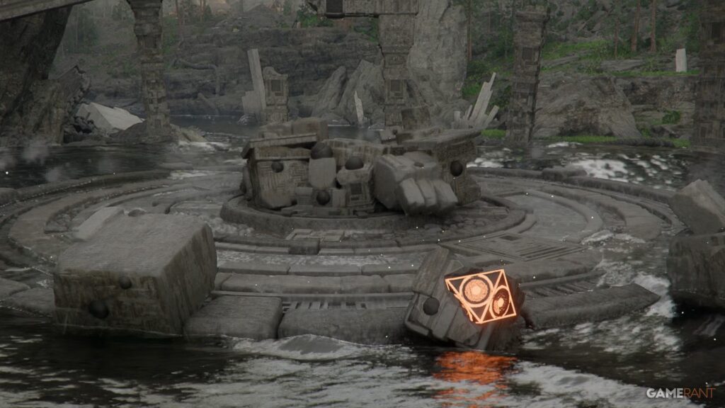 Recorrido por la piedra barrera destruida del lago en Crimson Desert
