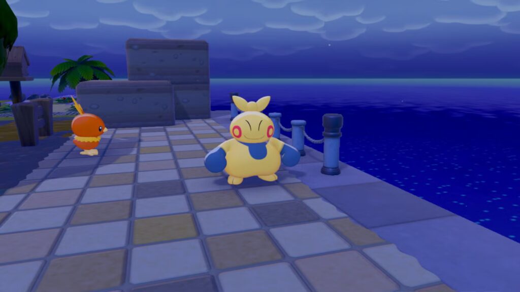 Pokémon arrasador de playa desolada en Pokopia