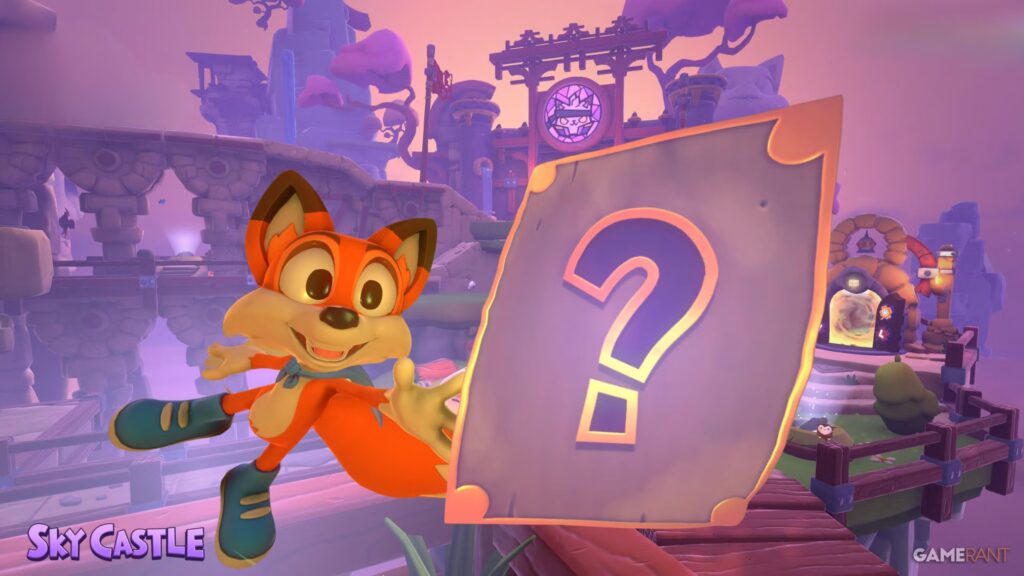 Todas las letras y la página oculta de Sky Castle en New Super Lucky's Tale