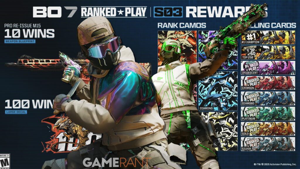 Todas las recompensas del juego clasificado de la temporada 3 en Black Ops 7 y Warzone