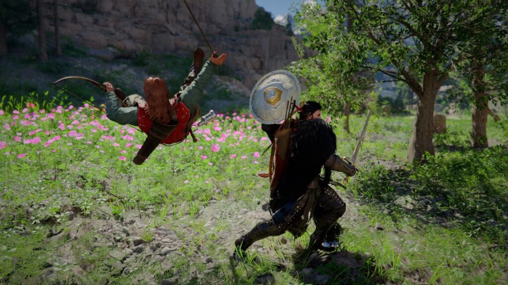 Cómo voltear a 5 enemigos con un escudo en Crimson Desert