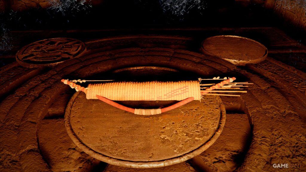 Ubicación del arco ancestral anudado dorado en el desierto carmesí