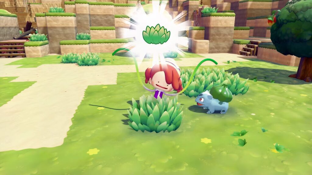 Un jugador de Pokémon Pokopia construye un Sudowoodo gigante usando Sudowoodos inflables